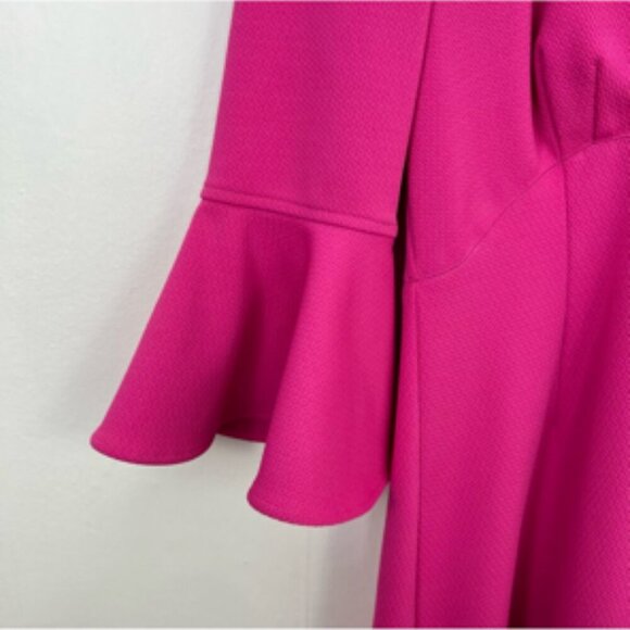 Trina Turk Barbie Pink Bell Sleeve V-Neck Sheath Dress NWOT Size 12 - Picture 5 of 10